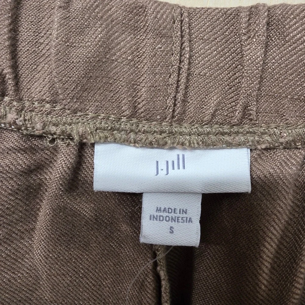 J. Jill Beechnut Brown Linen Rayon Blend Elastic Waist Patch Pocket Shorts S NEW
